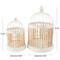 Brown Bamboo Wood Handmade Birdcage Set with White Metal Accents